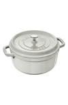 Staub 4-quart Round Enameled Cast Iron Cocotte In Matte White Truffle