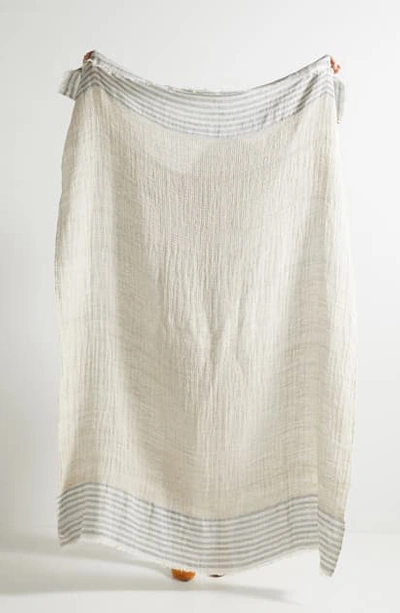 Anthropologie Home Linen Throw Blanket In Neutral