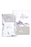 Oilo Misty Mountain Cuddle Blanket & Fitted Crib Sheet Set In Stone