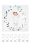 Lulujo Baby's First Year Hello World Muslin Blanket & Milestone Card Set In White
