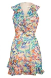 SALONI CECE FLORAL PRINT RUFFLE TRIM DRESS,1728