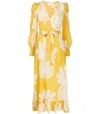 La Doublej Super Smokin' Hot Long Sleeve Silk Dress In Yellow