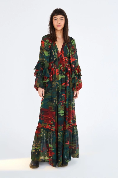 Farm Rio Leopard Camo Maxi Dress In Multi