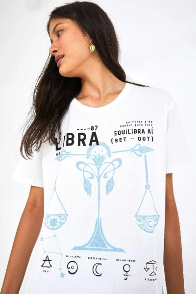 Farm Rio Zodiac Libra T-shirt In Off-white