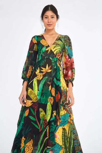 Farm Rio Mixed Print Wrap Dress In Multi