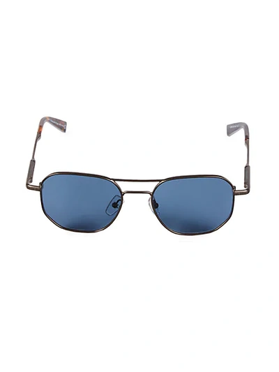 Ermenegildo Zegna 52mm Round Aviator Sunglasses In Bronze Blue