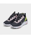 Nike Women's React Element 55 Casual Sneakers From Finish Line In Black/volt