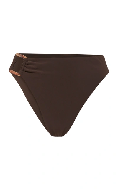 Anemone Women's Tortoiseshell-detailed High-rise Bikini Bottom In Dark Brown