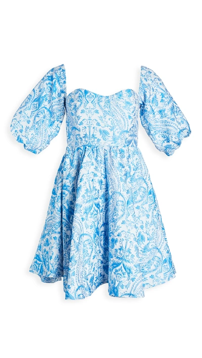 One By Mestiza New York One By Poco Poof Mini Dress In Blue/white