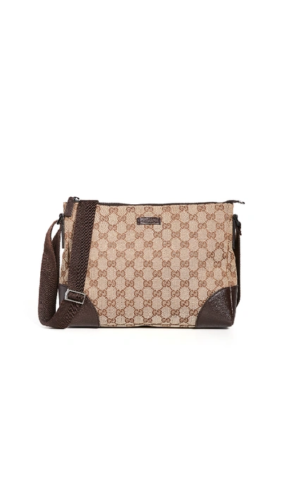 Pre-owned Gucci Brown Canvas Gg Shoulder