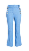 Derek Lam 10 Crosby Robertson Cropped Flare Sailor Pants In Blue