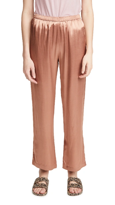 Enza Costa Satin Lounge Trousers In Bronze
