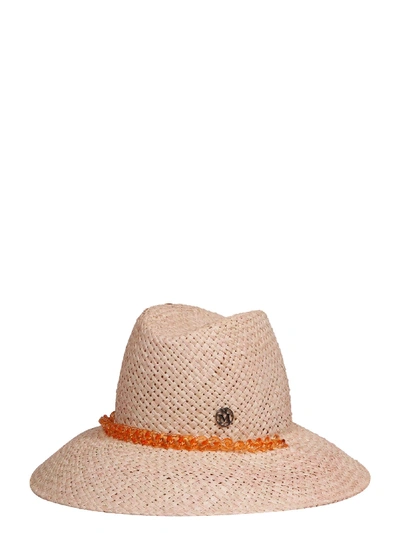 Maison Michel Kate Woven Fedora Hat In Neutrals