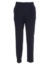 OFFICINE GENERALE BLUE COTTON TROUSERS,DREW MTL4477NAVY