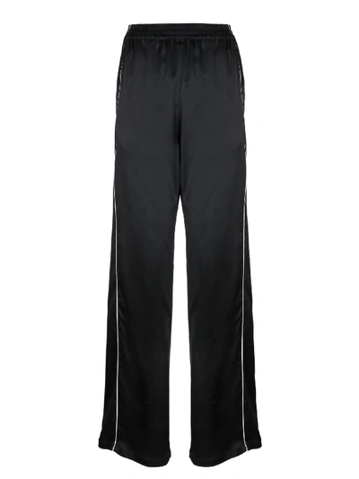 Balenciaga Black Satin Tracksuit Trousers In Multicolor