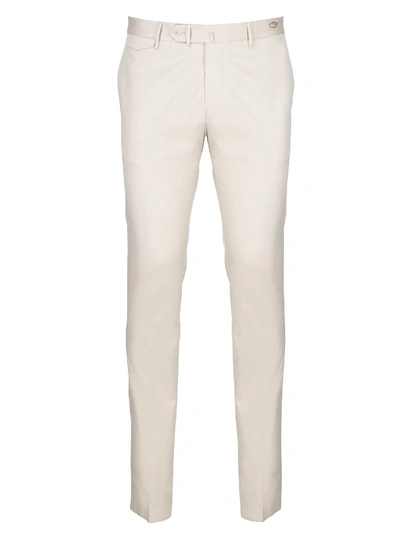 Tagliatore Pleated Detail Logo Plaque Tailored Trousers In White