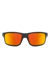 Oakley Gibston 61mm Polarized Wrap Sunglasses In Black/ Prizm Ruby