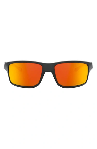 Oakley Gibston 61mm Polarized Wrap Sunglasses In Black/ Prizm Ruby