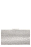 Nina Crystal Frame Clutch In Silver