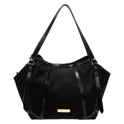 Pre-owned Burberry Black Canvas And Leather Canterbury Tote