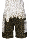 Msgm Green Leopard Bermuda Shorts In Green