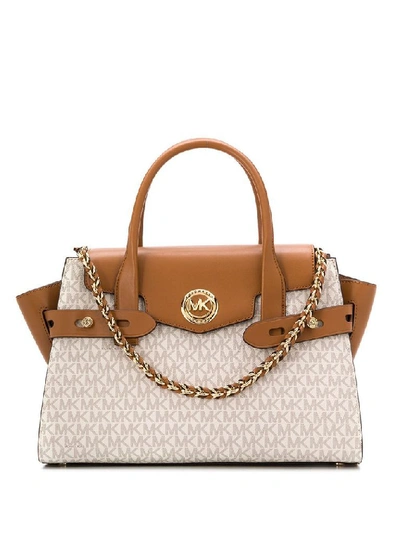 Michael Kors Women's 30s0gnms7b149 Beige Synthetic Fibers Handbag In Brown
