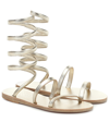 Ancient Greek Sandals Neutral Ofis Ankle Wrap Leather Sandals In Metallic