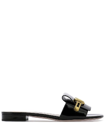Valentino Garavani Black Vlogo Signature Flat Sandals