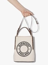 BURBERRY BEIGE LOGO CANVAS AND LEATHER BUCKET BAG,802682415012037