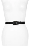 ALYX MEDIUM ROLLER COASTER BUCKLE PATENT LEATHER BELT,AAUBT0003LE05