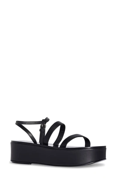 The Row Wedge Leather Platform Sandals In Black