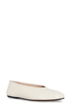 The Row Square-toe Leather Ballerina Flats In Bianco