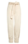 ULLA JOHNSON LEVI BELTED TAPERED COTTON & LINEN PANTS,SP200422