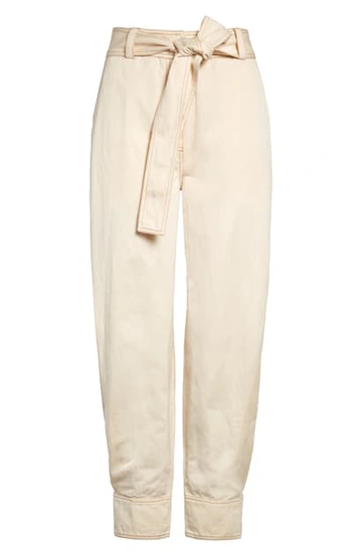 Ulla Johnson Levi Belted Tapered Cotton & Linen Pants In Ivory