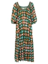 LA DOUBLEJ Paloma Geo Print Off-The-Shoulder Maxi Dress