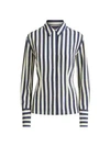 Ralph Lauren Vanna Striped Silk Blouse In Navy/cream
