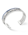 DAVID YURMAN STAX 18K WHITE GOLD COLOR CUFF WITH DIAMONDS, SAPPHIRES AND ENAMEL,PROD232292803