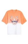 KENZO DIP DYE TIGER EMBROIDERED GRAPHIC TEE,FA55TS5014YG