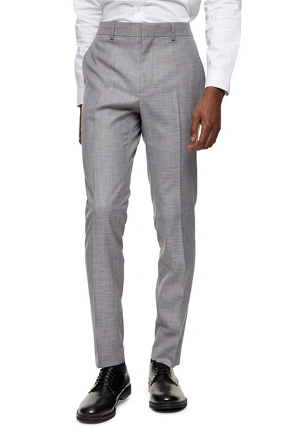 Topman Skinny Textured Suit Pants In Gray-black