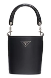 PRADA LEATHER BUCKET BAG,1BE048 2EVLV 5OO01