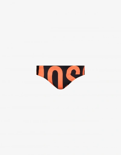 Moschino Maxi Logo Fluo Beach Briefs In Florescent Orange