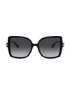 Valentino Garavani Black Oversized Square-frame Sunglasses In Gradient Black