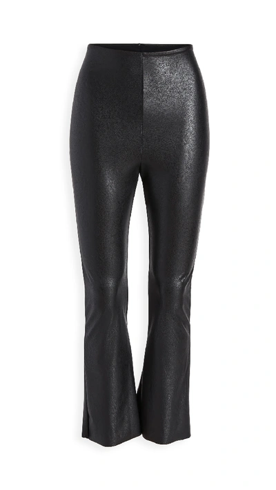 Commando Cropped Flared High-rise Faux-leather Trousers In Black