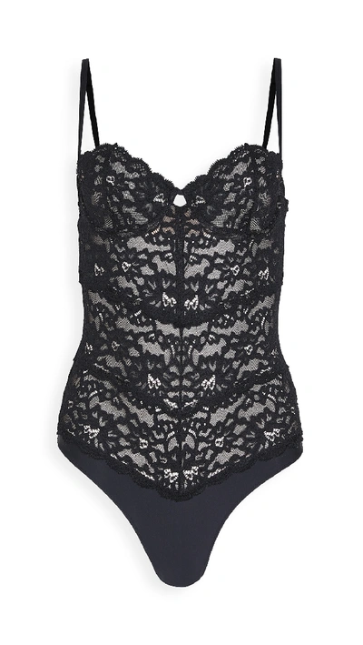 Fleur Du Mal Opening Ceremony Charlotte Lace Balconette Bodysuit In Black 0100
