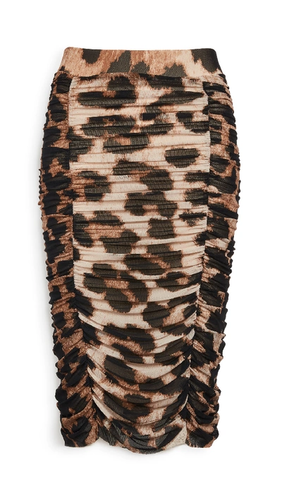 Ganni Leopard-print Pencil Skirt In Brown
