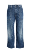 MOTHER PATCH POCKET ZIP ANKLE FRAY JEANS