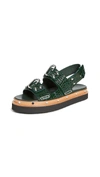 3.1 Phillip Lim Alix Croco Flatform Sandals In Green