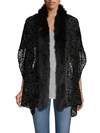 ADRIENNE LANDAU FOX FUR-TRIM BURNOUT SILK VELVET STOLE,0400012495948