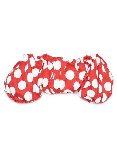 Sara Battaglia Polka Dot Cropped Blouse In Red