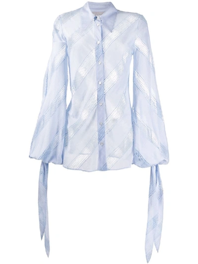 Stella Mccartney Lace-insert Balloon-sleeve Shirt In Blue